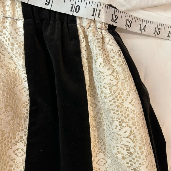 VINTAGE 70s JEANNE BOUCHEVER Cotton Velvet & Lace Patchwork Maxi‎ Skirt S-L - Picture 13 of 16